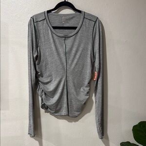 FP Movement Gray Ruched Long Sleeve Top